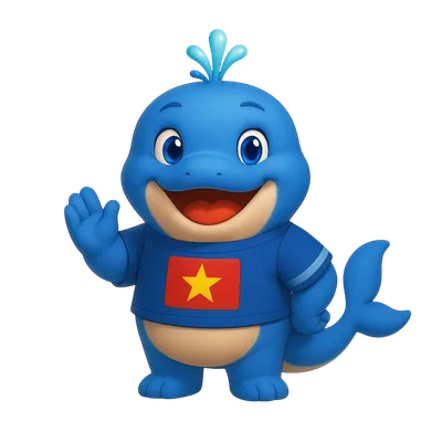 Linh vật Cá Voi Xanh vẫy tay chào